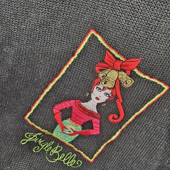 Sharon Young Embroidered Christmas/Holiday Pun Cardigan - Picture 4 of 6
